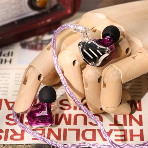 Linsoul KZ ZS10 Pro, 4BA+1DD 5 Driver in Ear Monitor, HiFi Wired Earbuds, Gaming Earbuds, Hybrid IEM Earphones with Stainless Steel Faceplate, Detachable Cable for Musician (with Mic, Purple) - color: Purple, style: With Mic