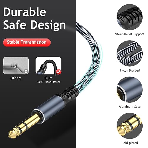 1/4 inch 10ft Stereo Headphone Guitar Cable, Male to Female, Quarter inch Headphone Extension - size: 10ft