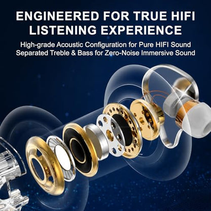 In Ear Monitor Headphones Dual Magnetic Dynamic Driver IEM with Mic, Black | Hybrid Banlance Armature with Dynamic in Ear Headphones IEM Earphones Gaming Earbuds - color: H89-Black with Mic