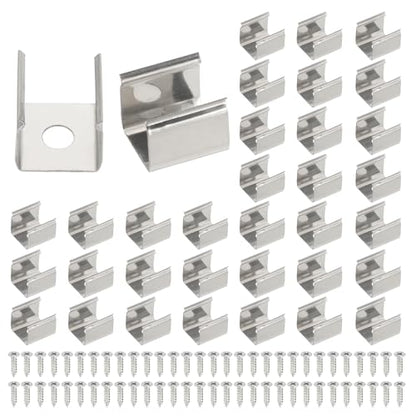 PATIKIL LED Strip Clips, 50pcs Stainless Steel Mounting Brackets Fixing Clip Clamp Support Holder with Screws for 10mm to 11mm LED Strip Lighting Cable - size: 10mm to 11mm