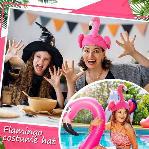 Halfchet Pink Flamingo Hat Plush Costume for Hawaiian Party,Base Flamingo | 3D Tropical Bird Headwear with Soft Texture, Ideal for Luau Theme Parties, Beach Events, Photo Props, Costume Accessory - style: Elegant