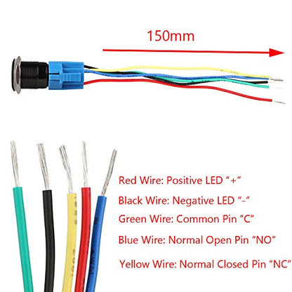 ESUPPORT 12V Car Blue LED Light Front Fog Push Button Metal Toggle Switch | Vehicle 19mm 5A Switches Socket Plug Wire Latching ON OFF Balck Shell - color: Blue Fog Light
