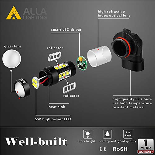 Alla Lighting Bright 12278 PSX26W LED Fog Lights Bulbs H28W PWY26W, 6000K Xenon White Fog Lamps Replacement 3200 Lumens Upgrade - size: 12278/PSX26W