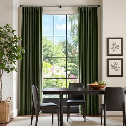 Moss Earthy Curtains Luxury Rod Pocket 52×90 Inch 2 Panels | Soft Velvet, Room Darkening, For Bedroom & Living Space, Light Shifting Texture, Elegant Drape, Calm - color: R | Moss, size: 52"W x 90"L (Pack of 2)