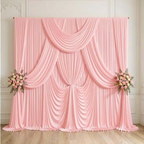 10ft x 12ft Blush Pink Backdrop Curtains for Wedding Parties - color: Blush Pink, size: W5' x H12'(2 panels)