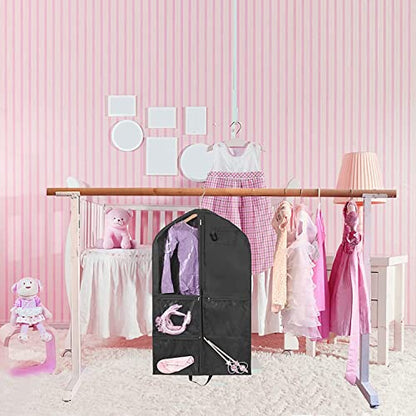 Qchengsan Waterproof Hanging Garment Bag,2 Pack 40 inch Bags for Clothes,Garment Travel Storage,Dance Clothes Bag,Kids Bag Dance Costumes,Sports,Skating,Theatre,Beauty Pageants 2 / Black - color: 2 Pack / Black