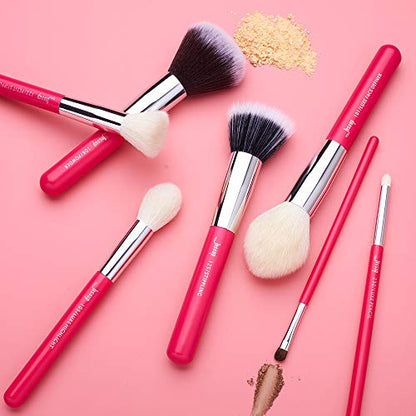 Jessup Brand 25pcs Professional Makeup Brush Set Beauty Cosmetic Foundation Powder Blusher Eye Shadow Blending Concealer Highlight Natural-Synthetic Hair Brushes Set (Rose Carmine/Silver) - color: V-Rose Carmine/Silver