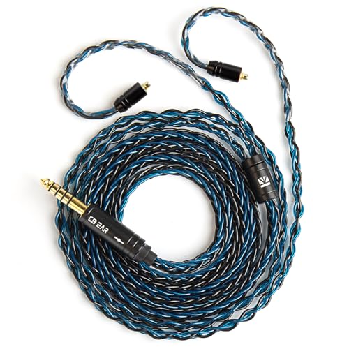 1.5m/4.92ft IEM Cable, KBEAR ST12 MAX 8-strand 4N OFC Silver-plated Upgraded Earphone Cable, 14 Core Earbuds Headphone Extension Wire,in Ear Monitor Cord for Audiophile Musician(Black-Blue,MMCX 4.4MM) - color: Blue-Black, size: MMCX 4.4MM, style: 1.5M Lon