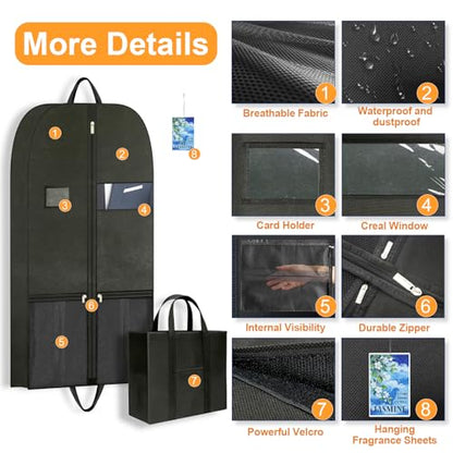 Travel Garment Suit Bag 43" for Hanging Clothes Storage for Men Suits Shirt | Suit bags with pockets and handles,gusseted garment bag for Men Suits Shirt Tuxedo Dresses Coats,Suit Cover Bags with Zipper - size: 43" 1PK