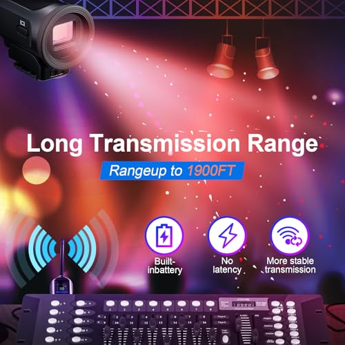 Tomshine Wireless DMX512 Controller Kit with Transmitter, 3 Touch Screen Battery-Powered Receivers 20 ID Groups for Party DJ Show Club LED Stage Disco KTV Stage Light