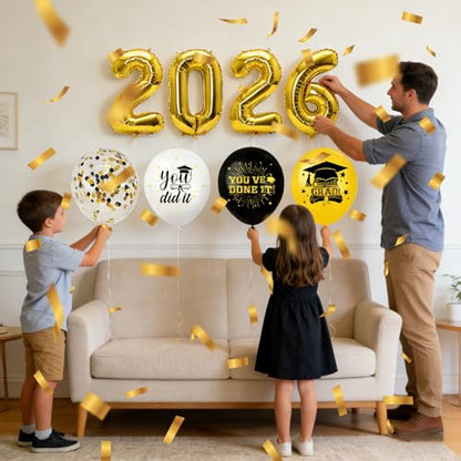 2026 Foil Balloons, Gold Number Balloons, 32 Inch, 4 Pieces, Graduation New Year Eve Festival Party Supplies - style: Aluminum Foil Balloon