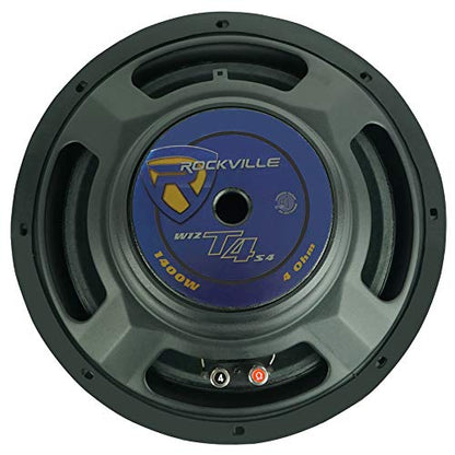 Rockville W12T4S4 12" SVC 4-Ohm Slim Car Subwoofer, 1400W, 2-Pack | CEA-2031 Compliant, 2" Voice Coil, Strontium Magnet, Butyl Surround, Steel Basket, Chrome Terminals, 3.7" Depth, 34Hz-500Hz