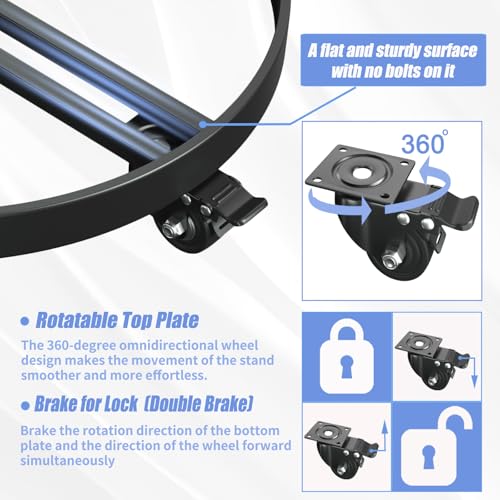 55 Gallon Drum Dolly Heavy-Duty All-Steel Barrel Cart with Cross Braces, 4 Swivel Caster Wheels, 2000 lbs Capacity Non-Tipping Hand Truck for Warehouse Drum Handling & Transport - size: 24.5"L x 24.5"W x 4.5"H