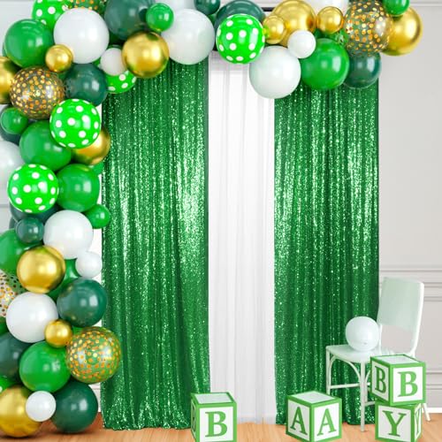 PartyDelight Green Sequin Backdrop Curtains 2x8ft 2 Panels - color: Green, size: 24"W x 96"L (Pack of 2)