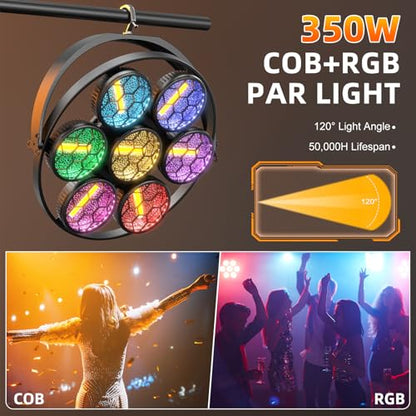 Retro Stage Lights RGB COB 7LED Par Light DMX Control Sound Activated Vintage Wash Par Can Lights for Events Concert Wedding Party Music Live Show Church DJ Birthday