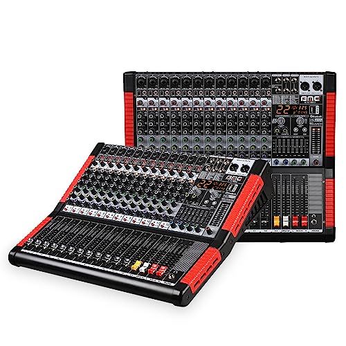 BOMGE Professional Audio Mixer Sound Board Console Desk System Interface 12 Channel Digital USB Bluetooth MP3 PC Input 48V Phantom Power Stereo DJ Studio 24 DSP for Professional and Beginners (12-X)