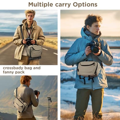 TAAOKA Camera Sling Bag,Waterproof Camera Case with Tripod Holder,Lightweight DSLR/SLR/Mirrorless Camera Bags Crossbody for photographers-Coffee - color: Coffee
