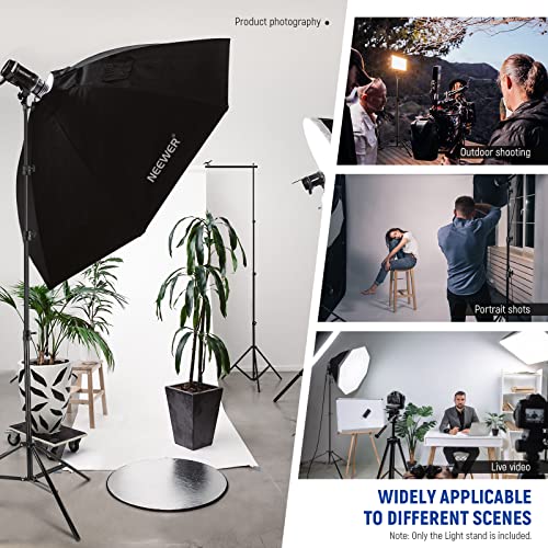 NEEWER 9.8ft/3m Air Cushioned Light Stand, Heavy Duty Metal Photography Tripod Stand with 1/4" to 3/8" Reversible Spigot, 3 Way Mounting Interface & Metal Locking Knobs, Max Load 5.5lb/2.5kg (Black) | Photography Tripod Stand, 1/4" to 3/8" Reversible Spig
