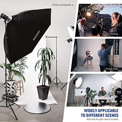NEEWER 9.8ft/3m Air Cushioned Light Stand, Heavy Duty Metal Photography Tripod Stand with 1/4" to 3/8" Reversible Spigot, 3 Way Mounting Interface & Metal Locking Knobs, Max Load 5.5lb/2.5kg (Black) | Photography Tripod Stand, 1/4" to 3/8" Reversible Spig