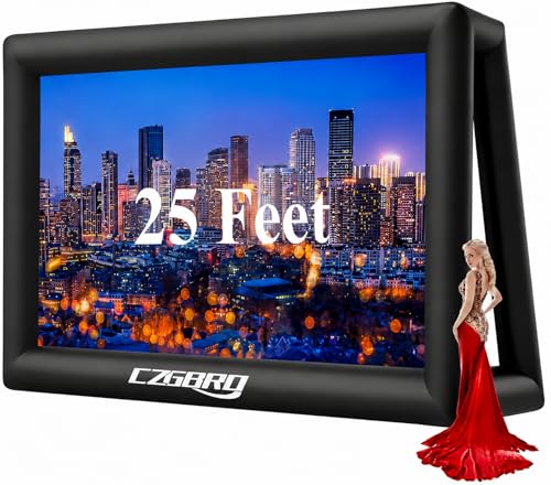 CZGBRO Inflatable Movie Screen Outdoor - 25FT Projector Screen | Blow Up for Movie Parties Backyard Outside with Air Blower and Carry Bag, Front and Rear Projection - size: 25FT