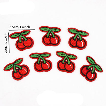 Yalulu 40Pcs Red Cherry Patch Iron on Patches, Fruit Sew/Iron on Decal Repair Patch, Cherries Embroidered Patches, Sew On/Iron On Patch Applique
