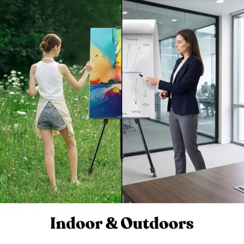 T-Sign 21 to 66 Inch Heavy Duty Easel Stand - Adjustable Metal Tripod Art Easel for Painting and Display, Portable Canvas Stand with Carrying Bag for Artists, Floor, Tabletop, and Outdoor Use (2-Pack) - style: 66 Inch Anthracite Black (2 Pack)