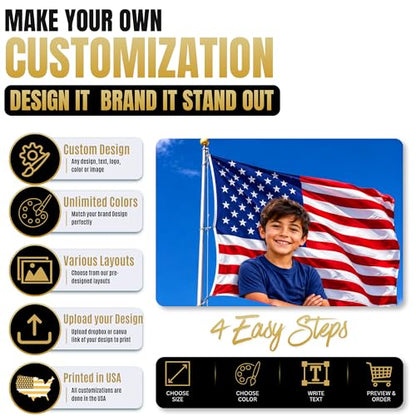 Custom Flag with Face on It by Custom Boss; Pink American Flag Custom; Custom Flag with Picture Photo Logo; 1x1½ 2x3 3x5 4x6 5x8 FT; 2 Grommets; No Pole; Made in USA - color: Flag with Photo