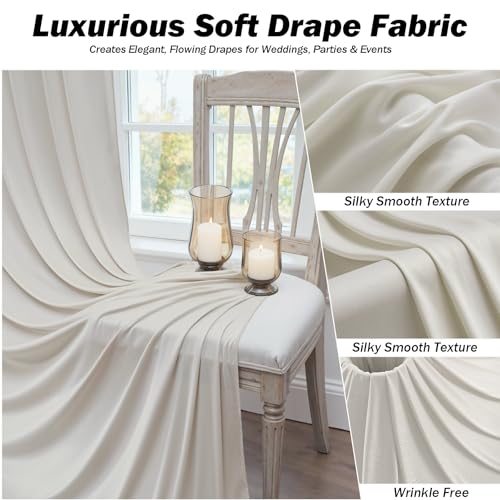 40x12 ft Beige Backdrop Curtains for Weddings Parties, Birthdays and Photos - color: Beige, size: W5' x H12'(8 panels)