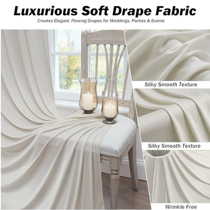 40x12 ft Beige Backdrop Curtains for Weddings Parties, Birthdays and Photos - color: Beige, size: W5' x H12'(8 panels)