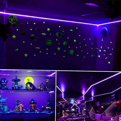 6.6ft 120 LED Black Light Strips, Battery Operated UV LED Strip for Glow Party, Halloween, Glass, Poster, Painting, Battery Not Included