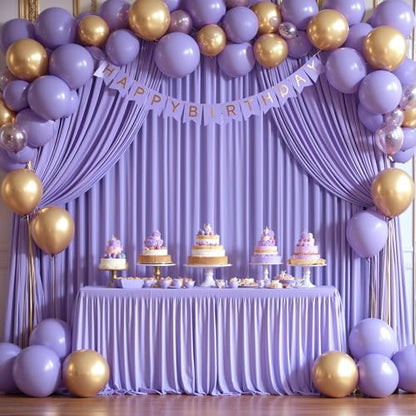 Lavender Backdrop Curtain 2 Panels-Wrinkle-Free Champagne Curtains Polyester Photography Drapes for Baby Shower Birthday Party Photo Background Backdrop Stand- 8 X10FT (Lavender) - color: Lavender, size: W4' x H10'(2 panels)