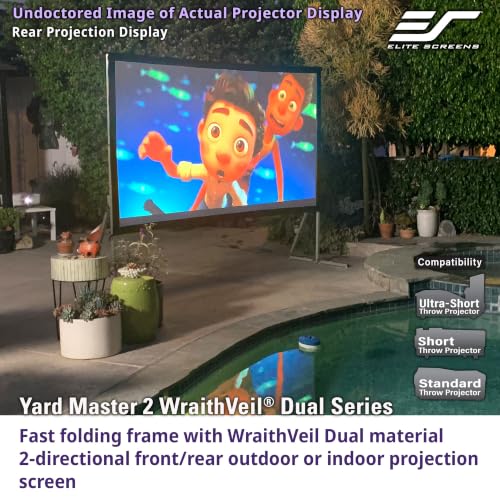 Elite Screens 100-inch Wraith Veil DUAL, 16:9, 0.8 Gain, 150° Viewing Angle, Front & Rear Projection Screen, Yardmaster 2 OMS100H2-Dual - color: Front and Rear Projection, size: 100-inch, 16:9, style: Yard Master 2 Dual