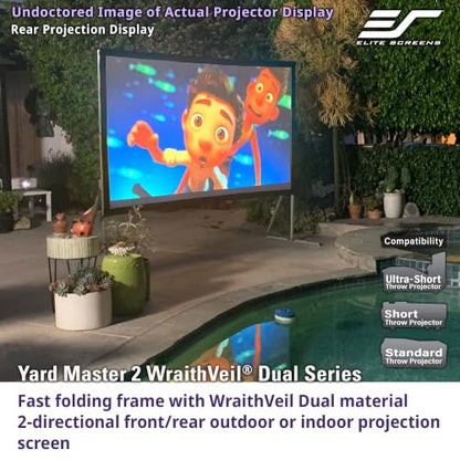Elite Screens 100-inch Wraith Veil DUAL, 16:9, 0.8 Gain, 150° Viewing Angle, Front & Rear Projection Screen, Yardmaster 2 OMS100H2-Dual - color: Front and Rear Projection, size: 100-inch, 16:9, style: Yard Master 2 Dual