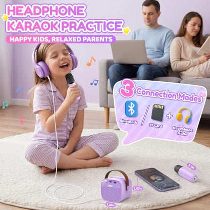 YLL Karaoke Machine for Kids, Birthday Gifts for Girls Ages 4-12 Years Toy - color: Violet-Cat