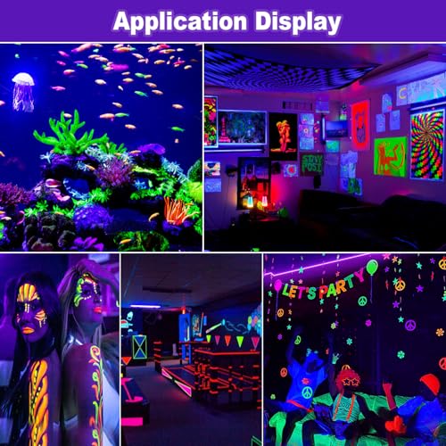 2 Pack 50W LED Black Lights, Flood Blacklight with Plug, IP66 Waterproof Outdoor UV Spotlight for Dance Party Large Space, Glow in The Dark, Halloween Lamp - size: 2 Pack-50W