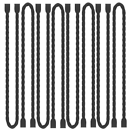 8Pcs 12-inch Silicone Cable Ties Reusable Steel-Core Silicone Twist Cable Tie Straps for Bundling and Organizing Colorful Bendable Holder Strap for Indoor and Out All Purpose, Black | for Bundling and Organizing Colorful Bendable Holder Strap for Indoor a
