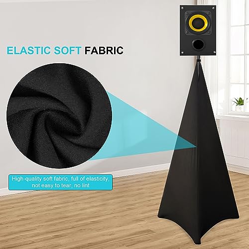 AKOZLIN Speaker Stand Cover with 360 Degree Tripod Stand Skirt Skrim Stretchable Lycra Fabric Covers with Free Storage Bag Black - color: Black-one pack