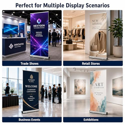 31.5" x72–80" Heavy Duty Retractable Banner Stand with Reinforced Base and Padded Carrying Bag, Roll-Up Display for Trade Shows, Exhibitions & Events (Stand Only) - size: 31.5" W x 72–80" H