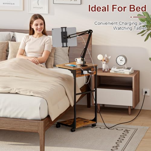 Cidaziya Floor Kindle Phone Tablet Stand with Side Table & Charging Station - size: 11.4"D x 15.4"W x 57.5"H