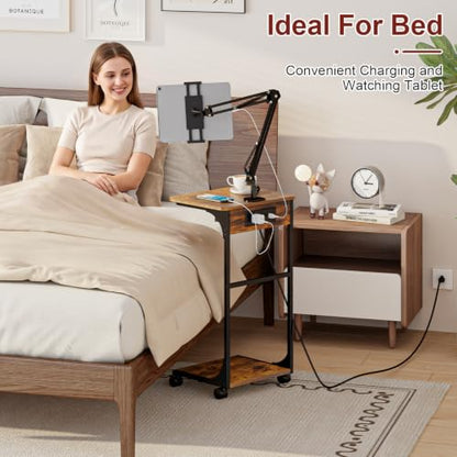 Cidaziya Floor Kindle Phone Tablet Stand with Side Table & Charging Station - size: 11.4"D x 15.4"W x 57.5"H