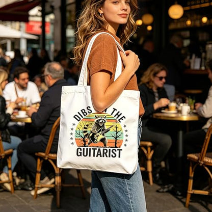 Aesthetic Music Floral Tote Bag for Women, Reusable Canvas Bag with Musical & Botanical Design, Daily Use Gift - color: White-music-013
