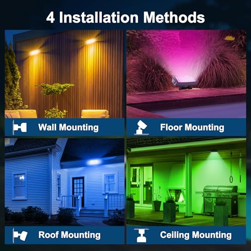 Smart Flood Lights Outdoor 180W RGBCW Color Changing LED Floodlight – WiFi APP & Voice Control, 2700K-6500K Tunable White, 50 Modes Music Sync, IP65 Waterproof Wall Washer Light - size: 180W RGB+Tunable White(2700-6500K)