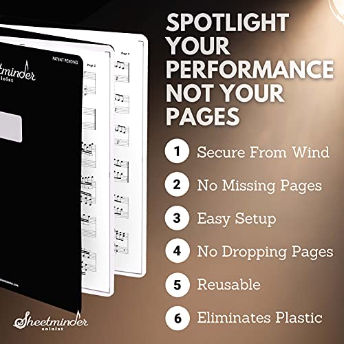 Soloist (5-Pack) - Printed Sheet Music Organizer/No Page Turning, Windproof on Music Stand, No Plastic Sleeves, Easily Mark Fingering/Perfect for Students, Teachers, Bands, Performers