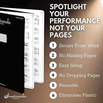 Soloist (5-Pack) - Printed Sheet Music Organizer/No Page Turning, Windproof on Music Stand, No Plastic Sleeves, Easily Mark Fingering/Perfect for Students, Teachers, Bands, Performers