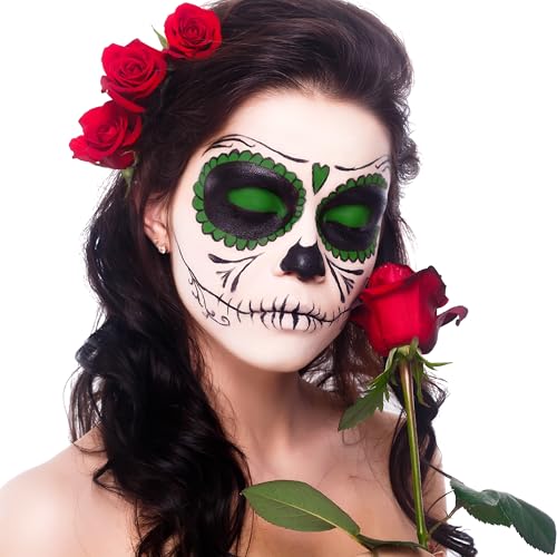 Spooktacular Creations Halloween Makeup Palette 3 Colors Face Body Paint with Brush for Zombie Skeleton Clown Witch Football Baseball Sports SFX Costume Cosplay Dress Up (7 Oz, White Black Green) - color: White Black Green