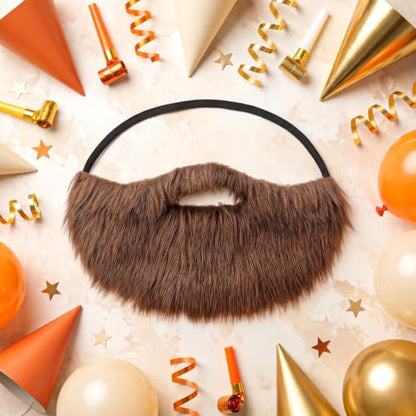 Sibba Beard Brown Men's Fake Beard Costume Facial Hair Mustache | Realistic Fake Beard, With Adjustable Elastic Rope, For Male Makeup Cosplay Party
