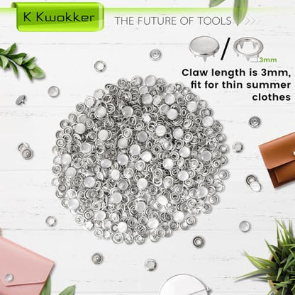 K Kwokker Pearl Snaps for Fabric w/Snap Pliers, 140 Set, 12mm Metal Snap Button Kit for Clothing, Shirts, Onesie, Romper, Denim, Bag, Sewing Supplies, Snap Fastener Tool for Clothes - color: B. Pearl White
