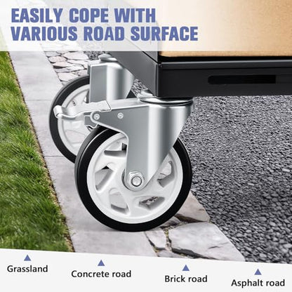 KEDSUM Moving Dolly with 5" All Terrain Wheels, 2000LBS Heavy Duty Dolly Cart with 100% Thicken Steel Frame, Expandable Furniture Dolly Up to 43.7" Wide, Used for Heavy Appliance, Building Materials - size: 5" wheel