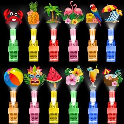 Capoda 36 Pcs Summer Hawaiian Party Favors Tropical Luau LED Finger Lights Beach Gifts Glow in The Dark LED Gifts Hawaii Light Ring for Summer Party Supplies Goodies Bag Piñata Filler Prize