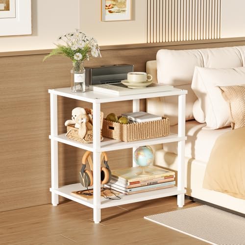 LELELINKY 3-Tier AV Media Player Stand, White Stereo Cabinet, Modern Stereo Cabine,Game Console Shelf,Wooden TV Stand,Multifunctional Entertainment Center, Suitable for Home, Conference Room - color: White, size: 3 Tier